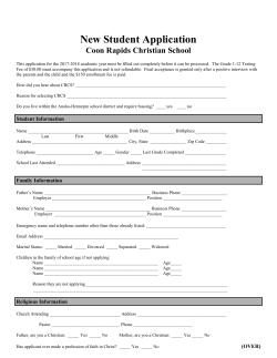 New Student Application - Coon Rapids Christian School