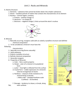 Unit 2 : Rocks and Minerals