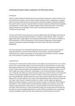 A Brief Guide for Students making an application to the PhD