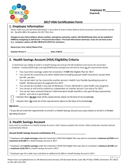 HSA Contribution Form - University of Rochester