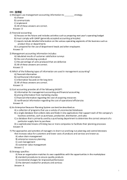 CH1 選擇題 1) Managers use management accounting information to