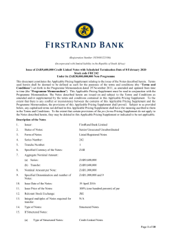 Page 1 of 10 Issue of ZAR9,600000 Credit Linked Notes