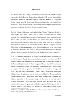 Introduction The archive of the Irish College, Salamanca was