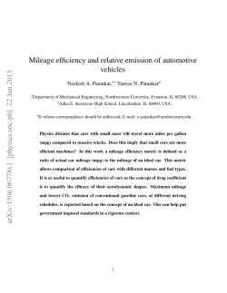 Mileage efficiency and relative emission of automotive vehicles