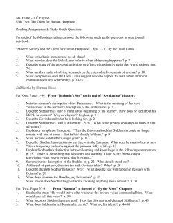 Ms. Hume - 10 English Unit Two: The Quest for Human Happiness