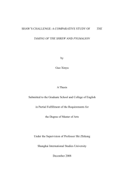 SHAW`S CHALLENGE: A COMPARATIVE STUDY OF THE TAMING
