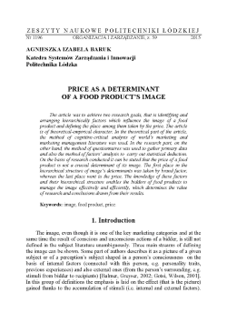 Price as a determinant of a food product`s image