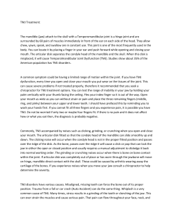 TMJ Treatment: The mandible (jaw) attach to the skull with a