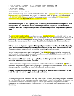 "Self Reliance" Paraphrase each passage of