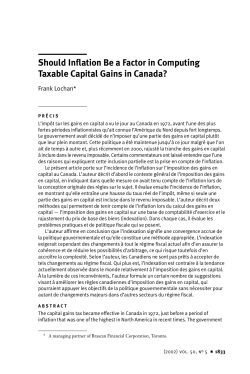 Should Inflation Be a Factor in Computing Taxable Capital Gains in