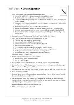 TASK SHEET: A vivid imagination