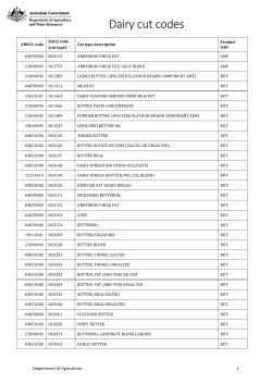 Dairy cut codes