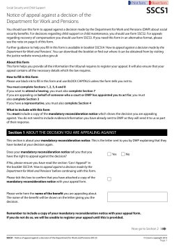 SSCS1 - Notice of appeal against a decision of the Department for
