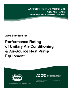 2008 Standard for Performance Rating of Unitary Air