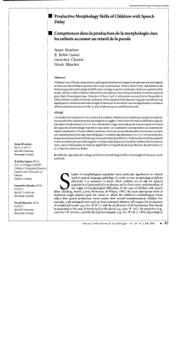 I. Productive Morphology Skills of Children with Speech Delay