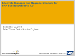 Lifecycle Manager and Upgrade Manager for SAP BusinessObjects