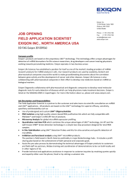 job opening field application scientist exiqon inc., north america usa