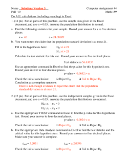 10 Math 159 Do ALL calculations (including rounding) in Excel 1. (14