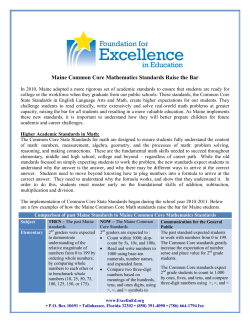Maine Common Core Mathematics Standards Raise the Bar