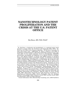 Nanotechnology Patent Proliferation and the Crisis