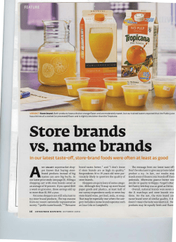 Store Brand vs Name Brands