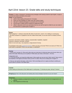April 22nd: lesson 23. Grade talks and study