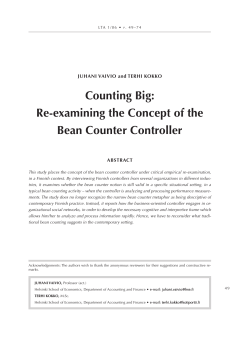 counting big: Re-examining the concept of the bean counter controller