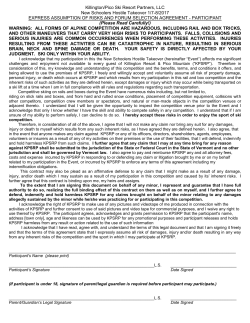 express assumption of risks and forum selection agreement