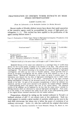 FRACTIONATION OF CHICKEN TUMOR