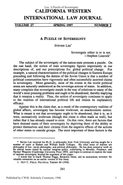 A Puzzle of Sovereignty - CWSL Scholarly Commons