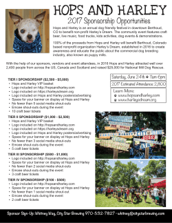2017 Hops and Harley Sponsorship Opportunities