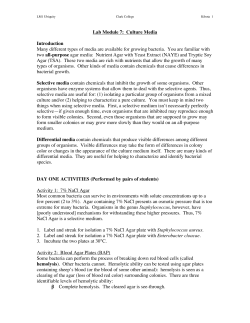 Lab Module 7: Culture Media Introduction Many different types of