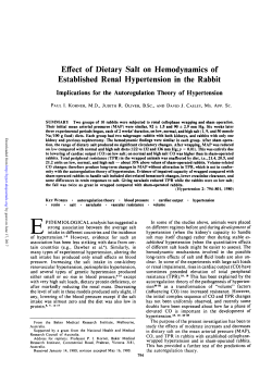 Effect of Dietary Salt on Hemodynamics of