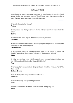 alphabet quiz - Ringwood Bowling Club