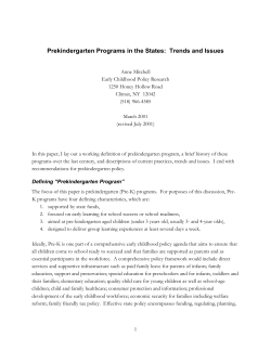 Prekindergarten Programs in the States: Trends and Issues