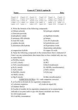 Exam of 3 ESO F (option B) Name: Date: 1. Write the formula of the
