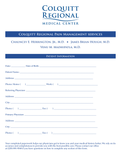 Pain Clinic Self Referral - Colquitt Regional Medical Center