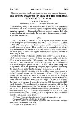 Sept., 1928 2455 THE CRYSTAL STRUCTURE OF UREA AND THE