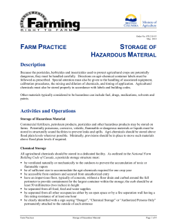 Storage of Hazardous Material - Province of British Columbia