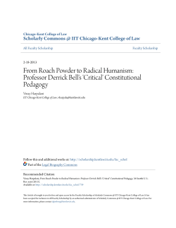 From Roach Powder to Radical Humanism: Professor Derrick Bell`s