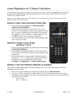 Linear Regression on TI Nspire Calculators