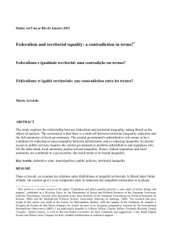 Federalism and territorial equality: a contradiction in terms?