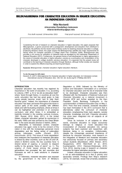 BILDUNGSROMAN FOR CHARACTER EDUCATION IN HIGHER