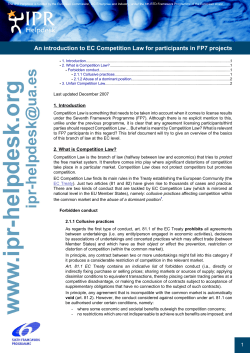 An introduction to EC Competition Law for participants in FP7