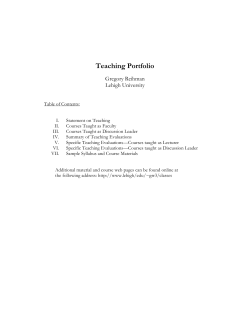Teaching Portfolio - Lehigh University