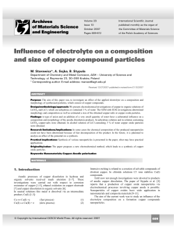 Influence of electrolyte on a composition and size of copper