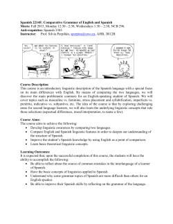 Spanish 2214F: Comparative Grammar of English and Spanish