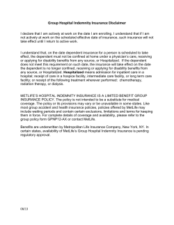 Group Hospital Indemnity Insurance Disclaimer