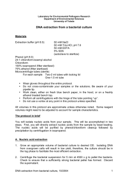 DNA extraction - culture - Department of Environmental Sciences