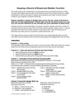 Keeping a Record of Bowel and Bladder Function